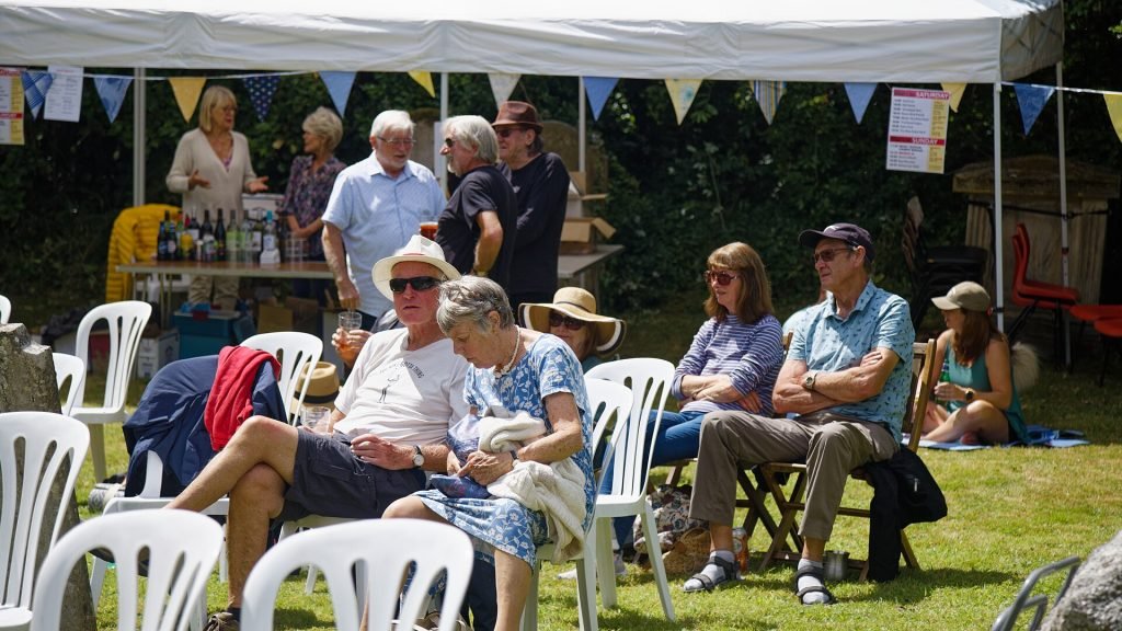 Outdoor music concert under tent