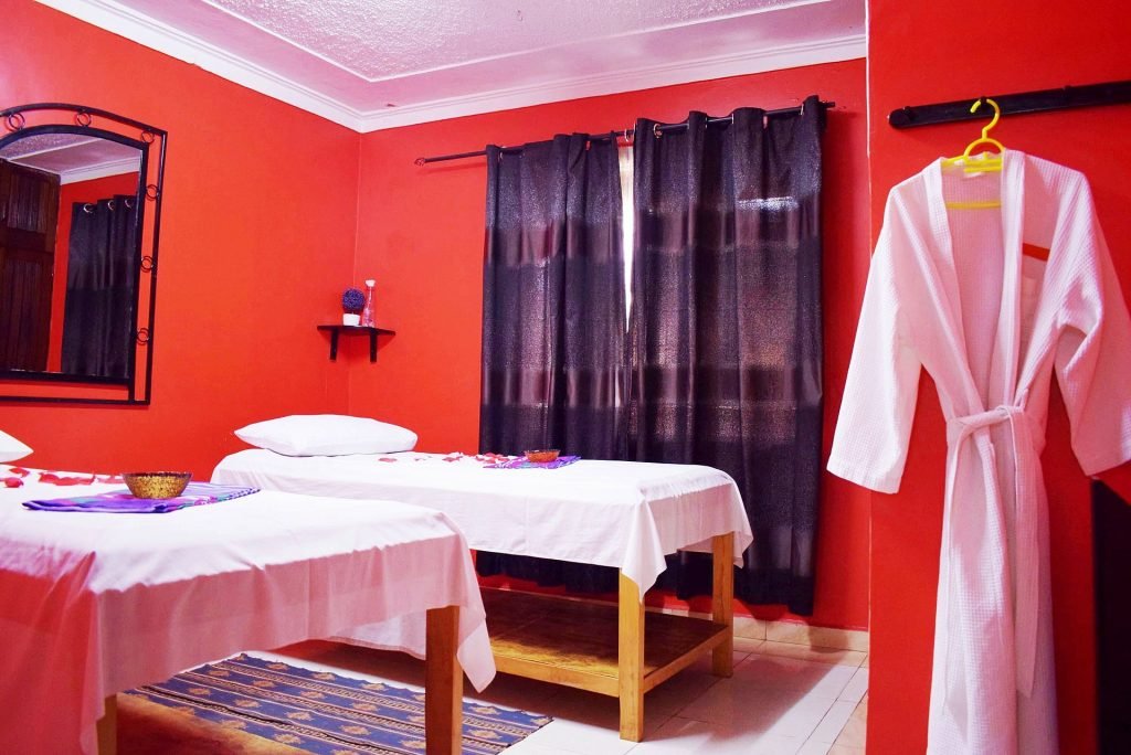 Massage therapy room with candles