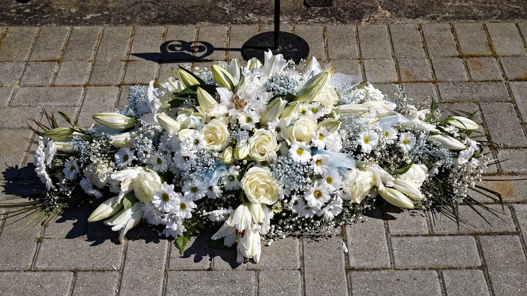 Memorial flowers white lilies